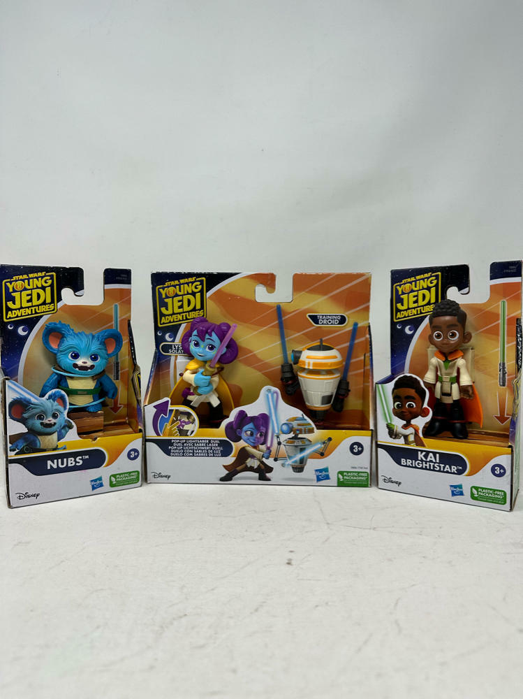 Star Wars Young Jedi Adventure Figures- Nubs, Kai, Lys/Training Droid