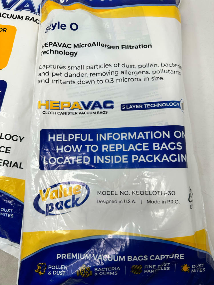 VEVA 20 Pack HEPA VAC Cloth Canister Vacuum Bags (Style O)