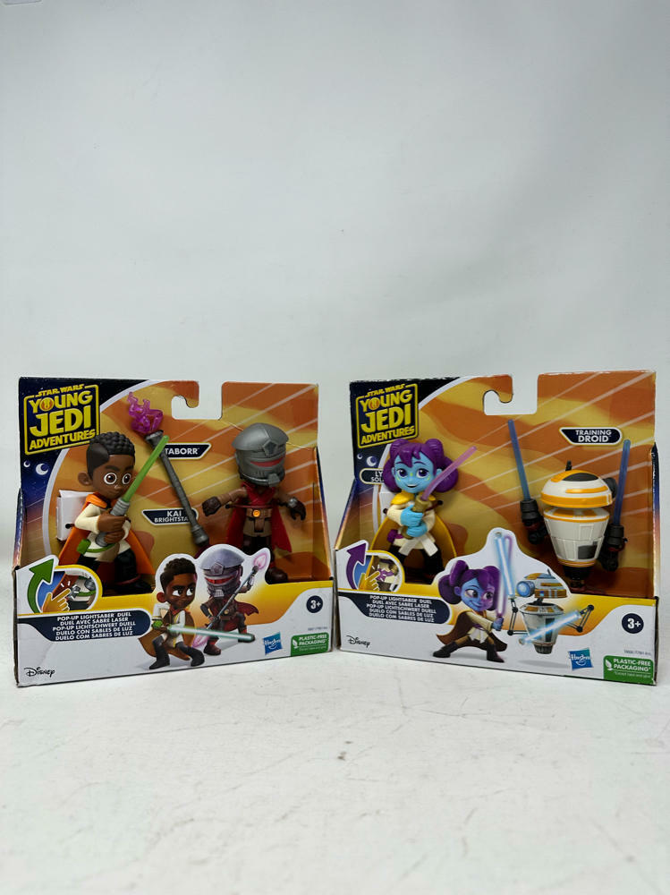 Star Wars Young Jedi Adventures Figures (Lys,Training Droid) and (Kai, Taborr)