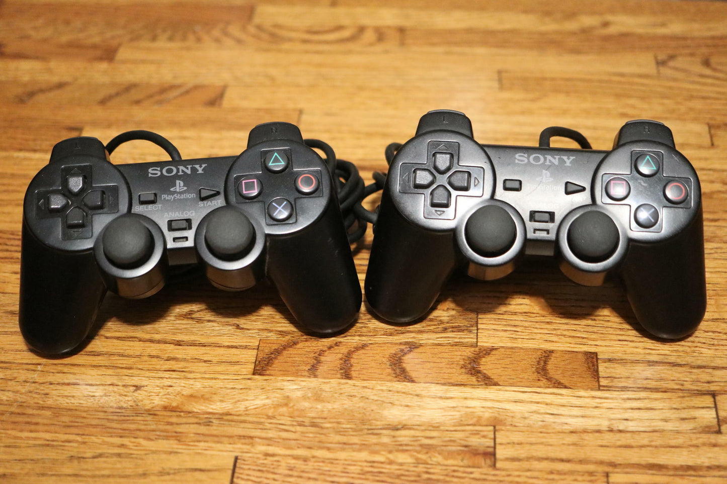 Lot of 2 - Playstation 2 PS2 Dual shock controller Black As Is Parts