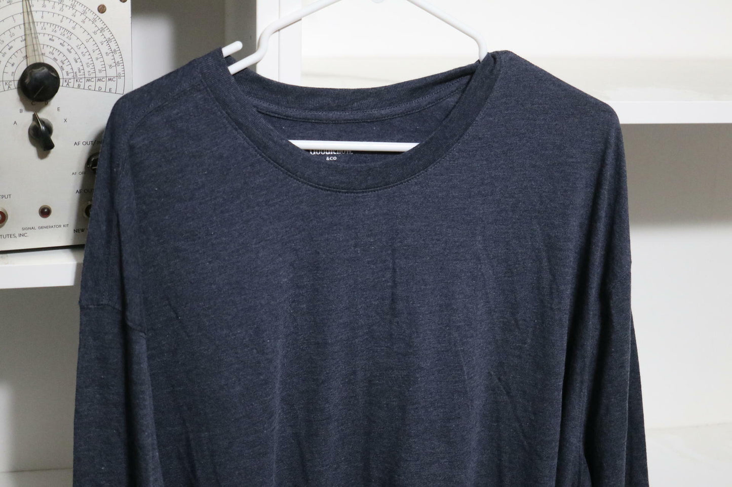 Men's Every Wear Big & Tall Crewneck Long Sleeve T-Shirt Heathered Navy Blue 4XL
