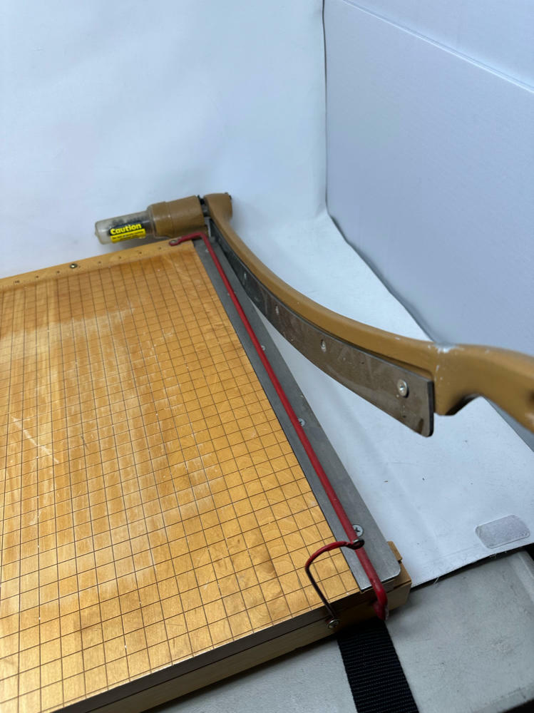 Vintage Ingento Wood Paper Cutter W/ Cast Iron Cutter NO.1152-18" Style B