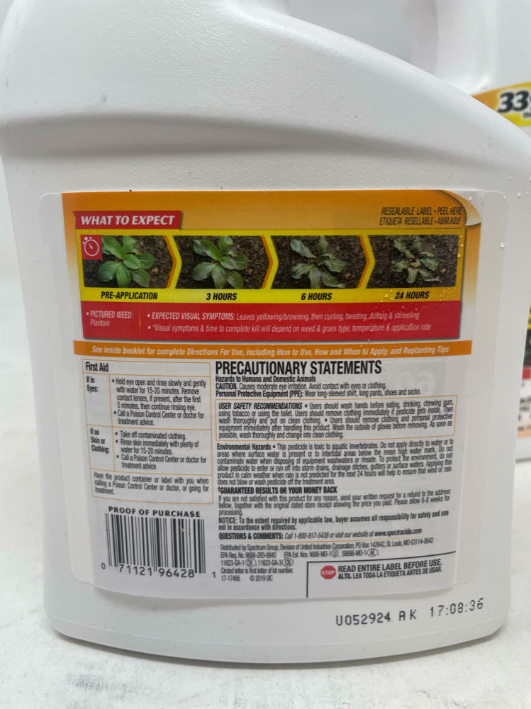 Lot of 4 Spectracide Weed, Grass & Root Killer, RainProof 32 fl Ounce Spray