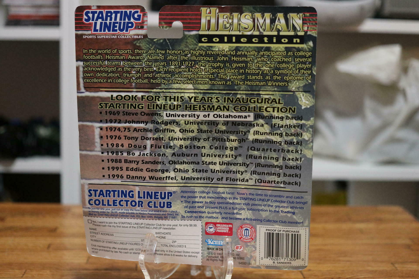 1997 Starting Lineup Heisman Collection Barry Sanders Oklahoma State Cowboys