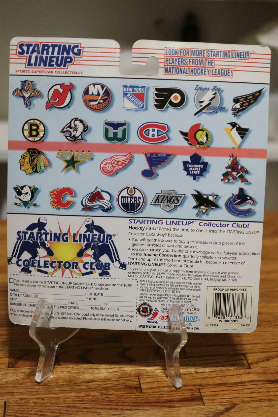 WAYNE GRETZKY New York Rangers Kenner Starting Lineup NHL SLU 1997 Figure & Card