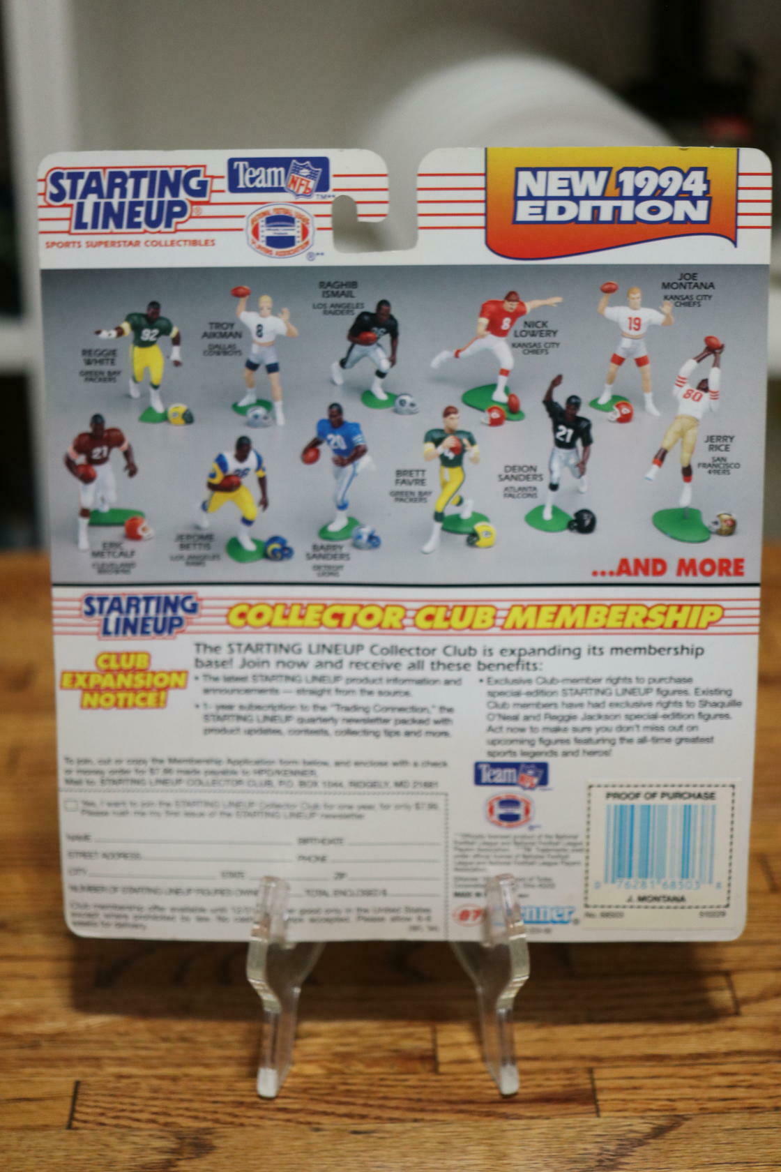 1994 Starting Lineup Football Figure Card Joe Montana Kansas City Chiefs NEW