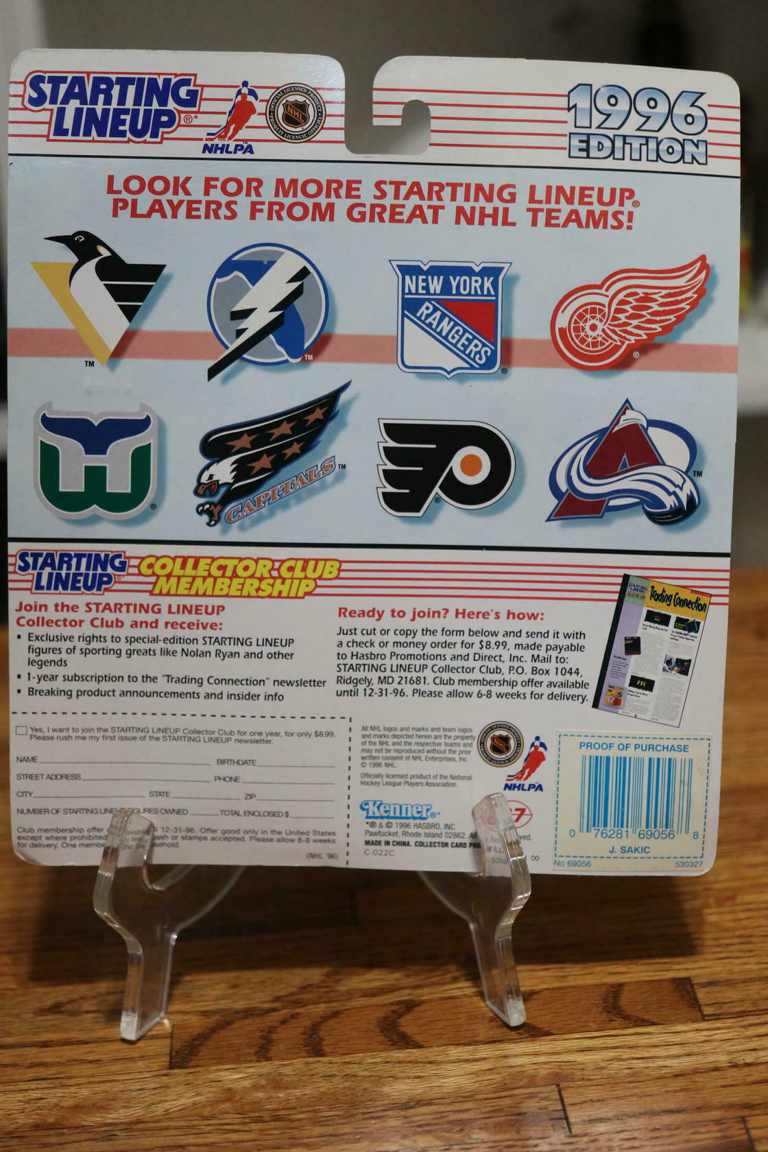 STARTING LINEUP 1996 EDITION: JOE SAKIC NHL COLORADO AVALANCHE, KENNER