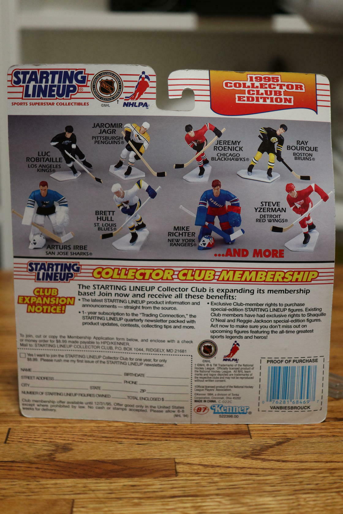 JOHN VANBIESBROUCK 1995 ROOKIE STARTING LINEUP NHL KENNER COLLECTORS CLUB