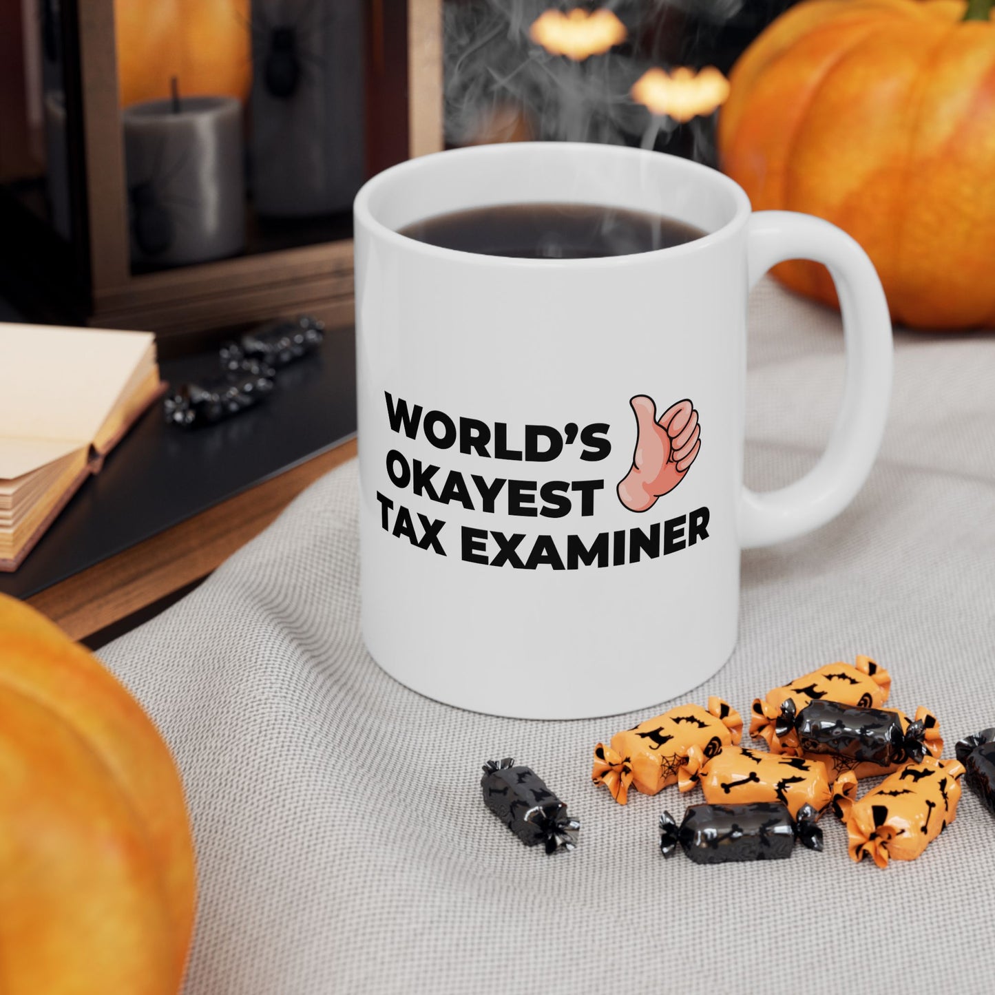 Taglines Gift Co. - World's Okayest Tax Examiner 11 oz Ceramic Mug Novelty Coffee Tea Cup