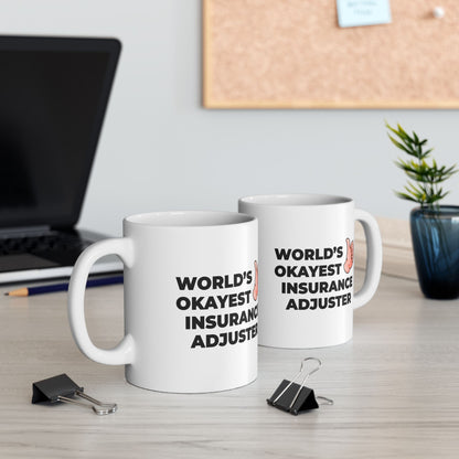 Taglines Gift Co. - World's Okayest Insurance Adjuster 11 oz Ceramic Mug - Novelty Coffee Tea Cup