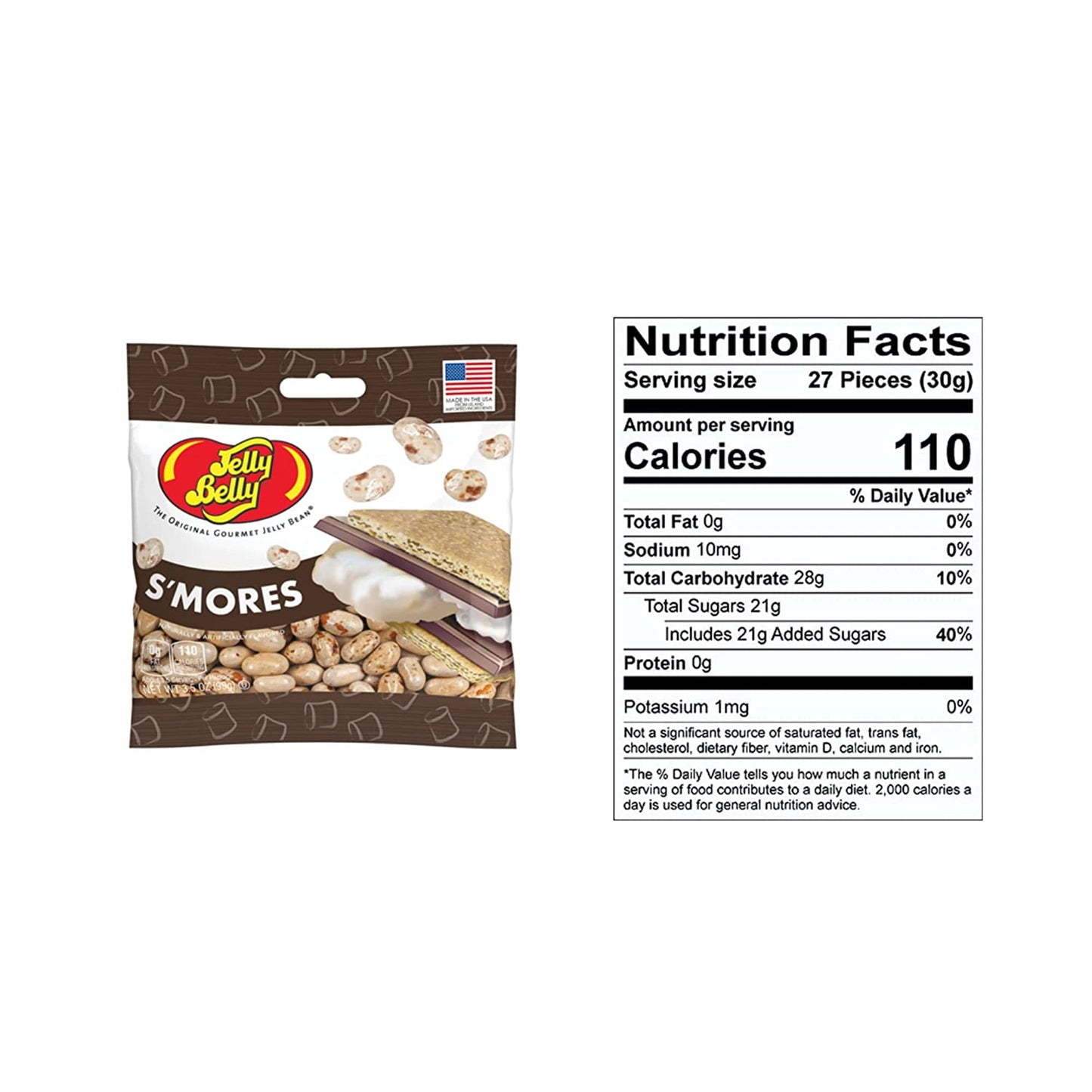 Jelly Belly S'mores Jelly Bean Grab and Go Snack Bags, Marshmallow Chocolate and Graham Cracker Flavored Candy, 3.5 oz Bags - 6 Pack