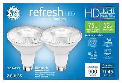 GE 43098 LED Light Bulb Refresh HD PAR 30L E26 (Medium) Daylight 75 Watt Equivalence Frosted Pair