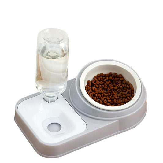 Cat Food Bowl Set, Feeding Cat Bowl for Food and Water, Automatic Water Bottle, 15 Tilted Pet Bowl，Food Feeding Tray for Cats and Dogs Puppy -SkyBlue