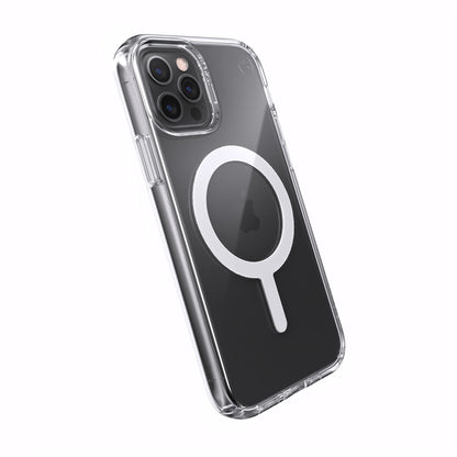 Speck iPhone 12 Clear Case - Drop Protection Fits iPhone 12 Pro & iPhone 12 Phones - Built for MagSafe - Anti-Yellowing & Anti-Fade with Dual Layer Slim Design 6.1 Inch - Perfect Clear Presidio