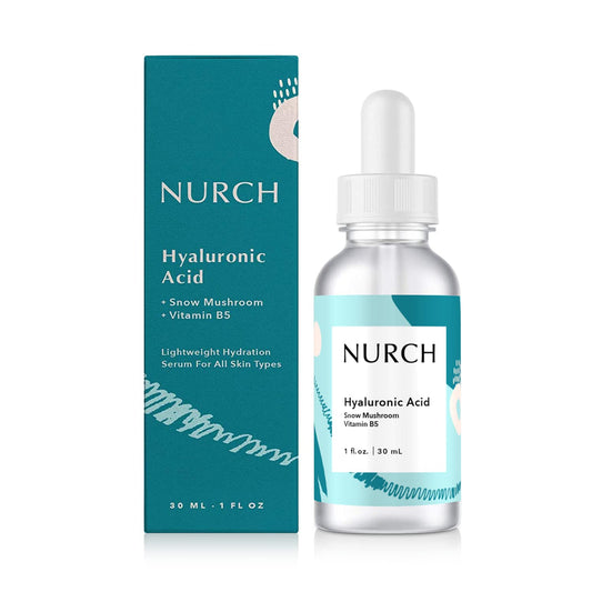 NURCH Hyaluronic Acid Serum With Snow Mushroom & Vitamin B5, 1 oz.  Vegan & Fragrance-Free