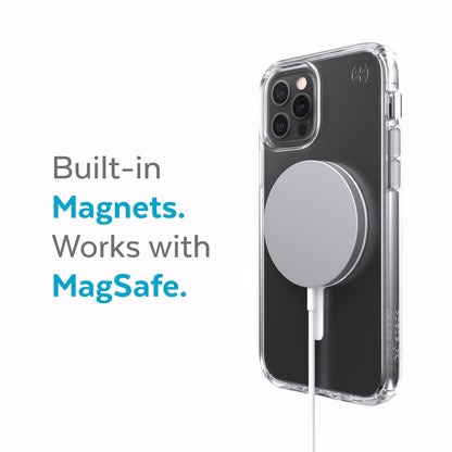 Speck iPhone 12 Clear Case - Drop Protection Fits iPhone 12 Pro & iPhone 12 Phones - Built for MagSafe - Anti-Yellowing & Anti-Fade with Dual Layer Slim Design 6.1 Inch - Perfect Clear Presidio