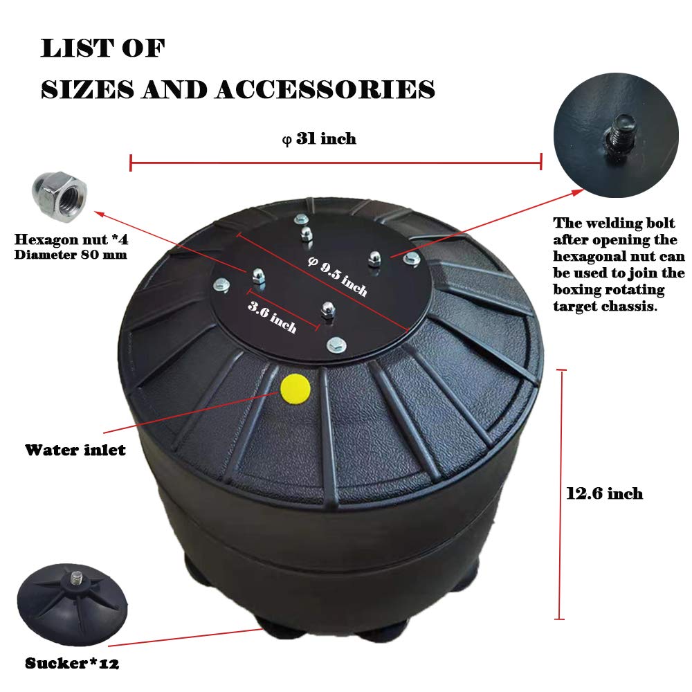 Boxing Spining Bar Base, with 12 Powerful Suction Cups, Free 4 Hex Nuts, Can Be Filled with Water or Sand, the Maximum Load Weight 160 LBS