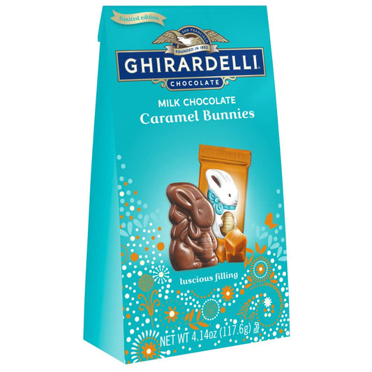 GHIRARDELLI Milk Chocolate Caramel Bunnies, Bunny Shaped Chocolate with Caramel, 4.14 OZ Bag