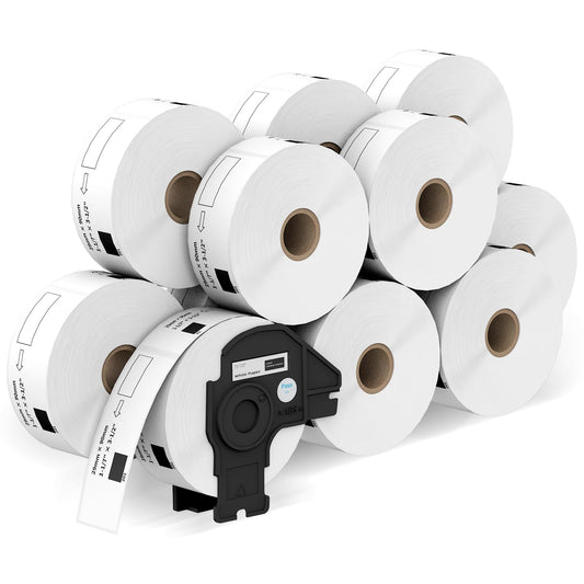 Printholic - 12 Rolls Compatible with Brother DK 1201 (1-1/7" x 3-1/2") Labels Barcode Shipping Labels - 400/Roll Adress Labels for Brother QL Label Printers - Include 1 Detachable Frame