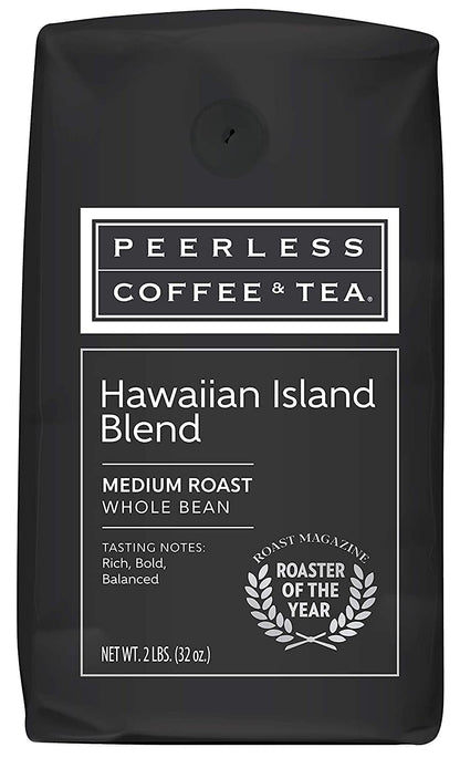 Peerless Hawaiian Whole Bean Coffee (2 lb.) — Hawaiian Island Blend, Medium Roast, Blend of Maui Coffee Beans with Colombia Coffee Beans, Made from 100% Arabica Beans