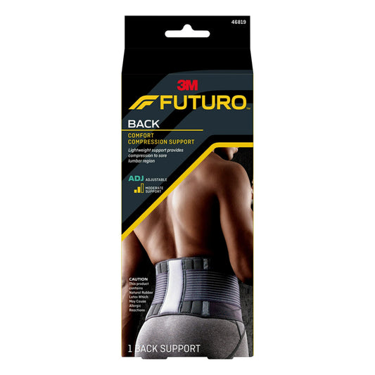 Futuro 46819ENR Futuro Comfort Compression Back Support, One Size, Black, Adjustable