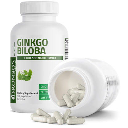 Bronson Ginkgo Biloba 500 mg Extra Strength 500 mg per Serving - Supports Brain Function & Memory Support, 120 Vegetarian Capsules