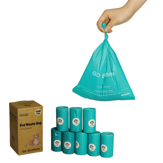 Poop Bags | 8 Rolls/120 Count, Cornstarch Based | Extra Thicker, Leak Proof, Unscented（ Green）