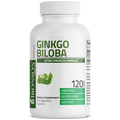 Bronson Ginkgo Biloba 500 mg Extra Strength 500 mg per Serving - Supports Brain Function & Memory Support, 120 Vegetarian Capsules