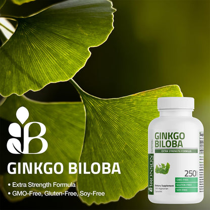 Bronson Ginkgo Biloba 500 mg Extra Strength 500 mg per Serving - Supports Brain Function & Memory Support, 120 Vegetarian Capsules