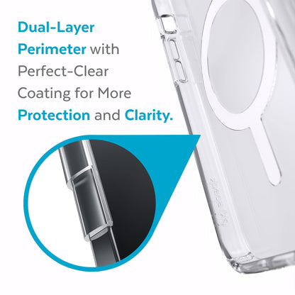 Speck iPhone 12 Clear Case - Drop Protection Fits iPhone 12 Pro & iPhone 12 Phones - Built for MagSafe - Anti-Yellowing & Anti-Fade with Dual Layer Slim Design 6.1 Inch - Perfect Clear Presidio