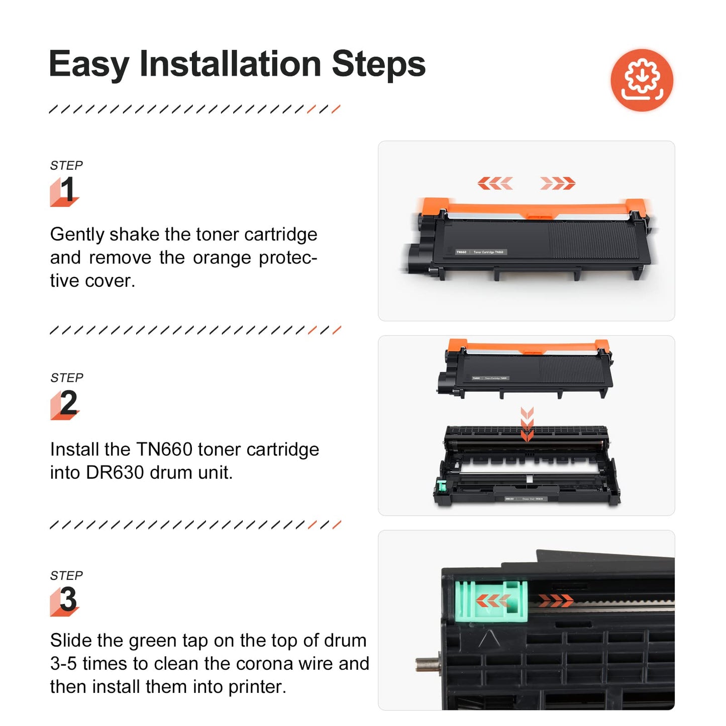 V4ink DR630+TN660 Compatible Cartridge Set Replacement for Brother DR630+TN660, 1*Drum + 2*Toner