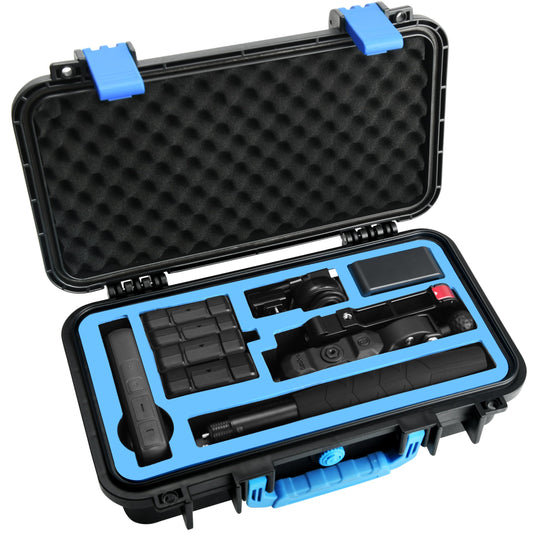 LOTOCASE Waterproof Hard Case for Insta360 X4, Carrying Case Compatible with Insta360 X4 and More Accessories (Black + Blue B)