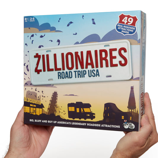 Big Potato Games: Zillionaires Road Trip USA - Board Game of Bidding & Buying Roadside Attraction Real Estate, Family Game Night, Ages 8+, 2-5 Players