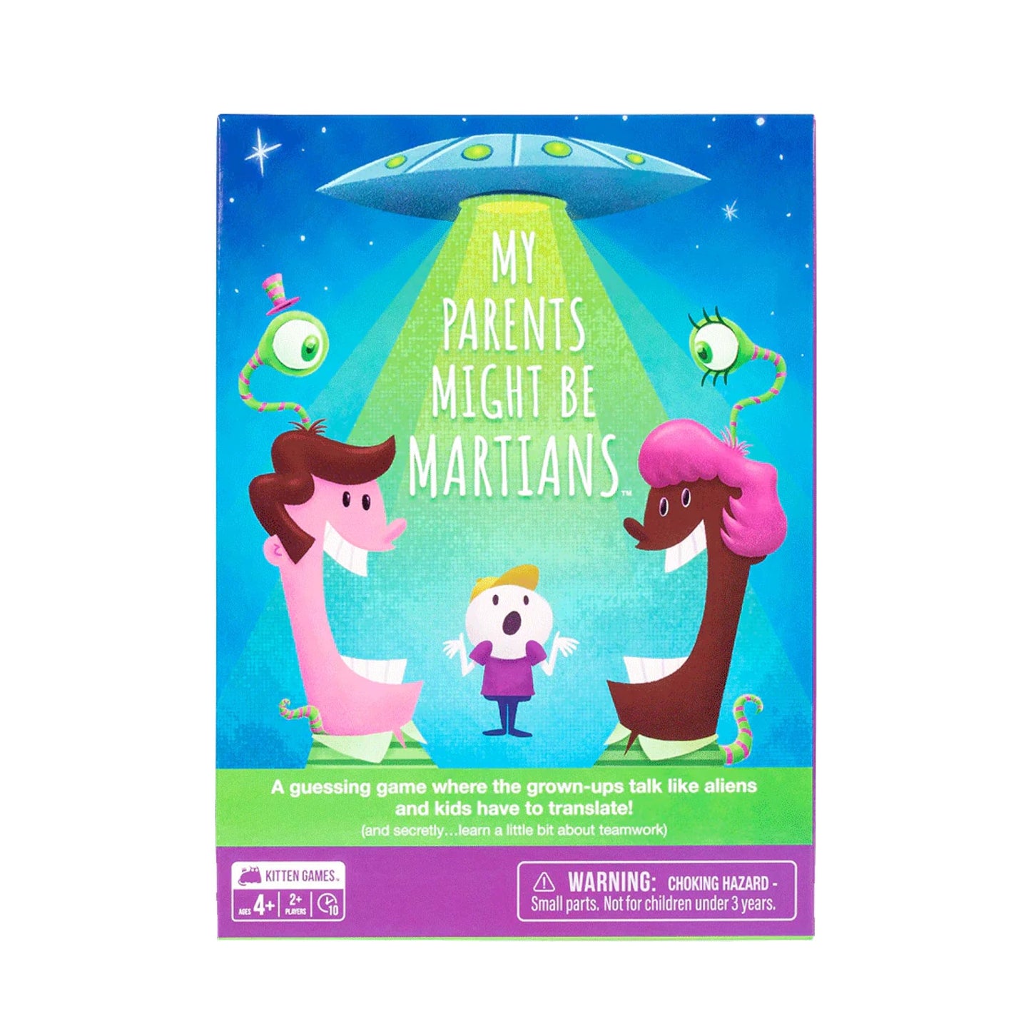 Exploding Kittens My Parents Might be Martians Strategic Card Game with Timer and Megaphone included - Illustrated Board Game for Kids - Designed for Kids 4+ and Family in Mind