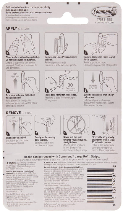 3M Command General Purpose Large Designer Damage Free Hanging Hooks 2-pk - NEW