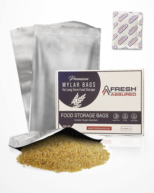 1 Gallon Mylar Bags for Food Storage with Oxygen Absorbers | 30 pack | 7.5 mil