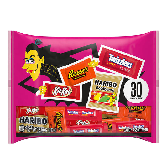 Hershey Assorted Flavored Snack Size Halloween Candy, Bag 12.48 oz, 30 Pieces