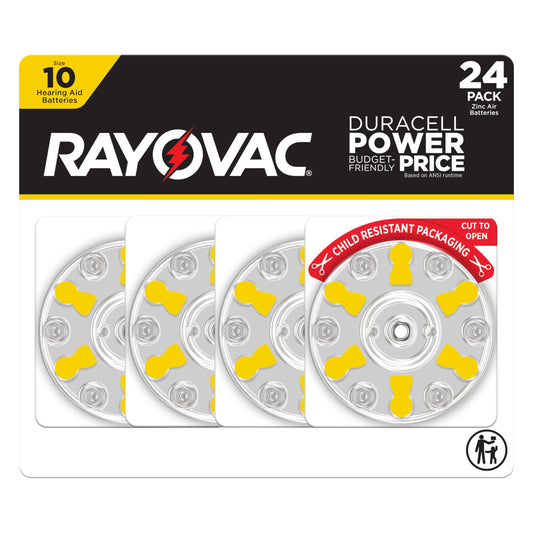 Rayovac Size 10 Hearing Aid Batteries (24 Pack), Size 10 Batteries