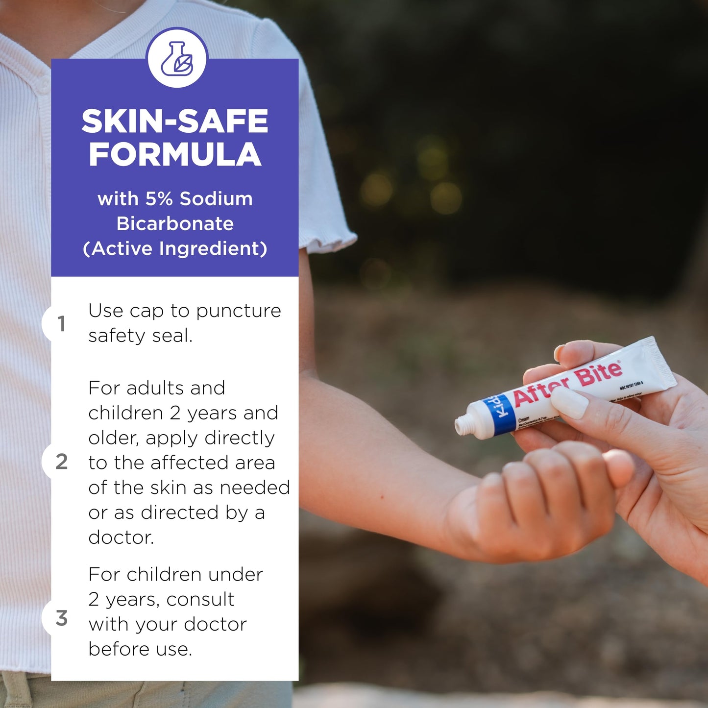 After Bite Kids - Bug Bite Itch Relief for Kids with Sodium Bicarbonate - Ideal for Mosquito Bites, Fire Ant Bites, Bees & More - Portable Cream Formula - 0.7 oz (4 Pack)
