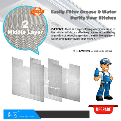 Range Hood Filter Replacement for BPPFA30 11-6/7" x 16-1/4" Broan Range Hood Filter - Metal Exhaust Fan Stove Hood Vent Filter for Range Hood-Filters the Kitchen Oven Grease From Entering Hood 2-Pack