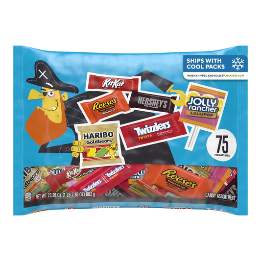 Hershey Miniatures Assorted Flavored Halloween Candy, Bag 23.36 oz, 75 Pieces