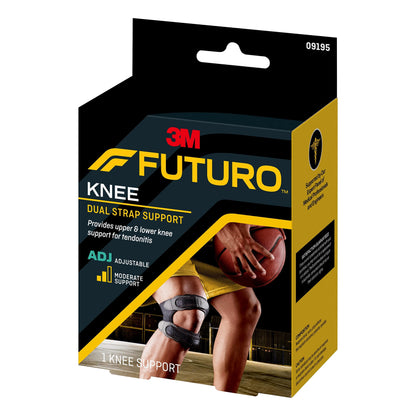 FUTURO Adjustable Dual Strap Knee Support w/ Gel Pad, One Size, Moderate Comprssion