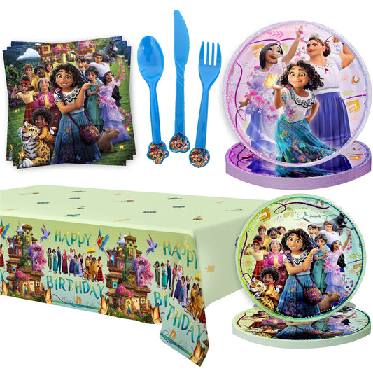 121 Pcs Encanto Birthday Party Supplies Tablecloth Plate Fork Spoon Knife Napkin