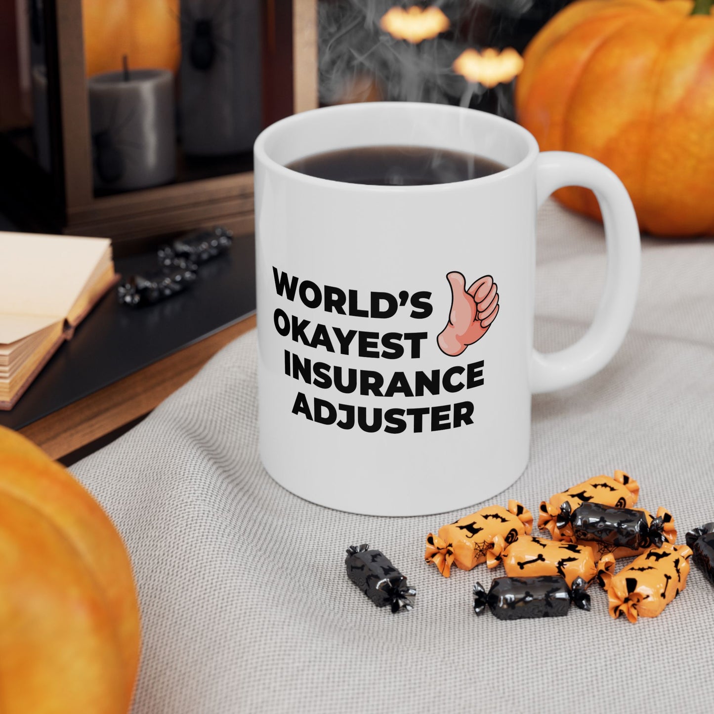 Taglines Gift Co. - World's Okayest Insurance Adjuster 11 oz Ceramic Mug - Novelty Coffee Tea Cup