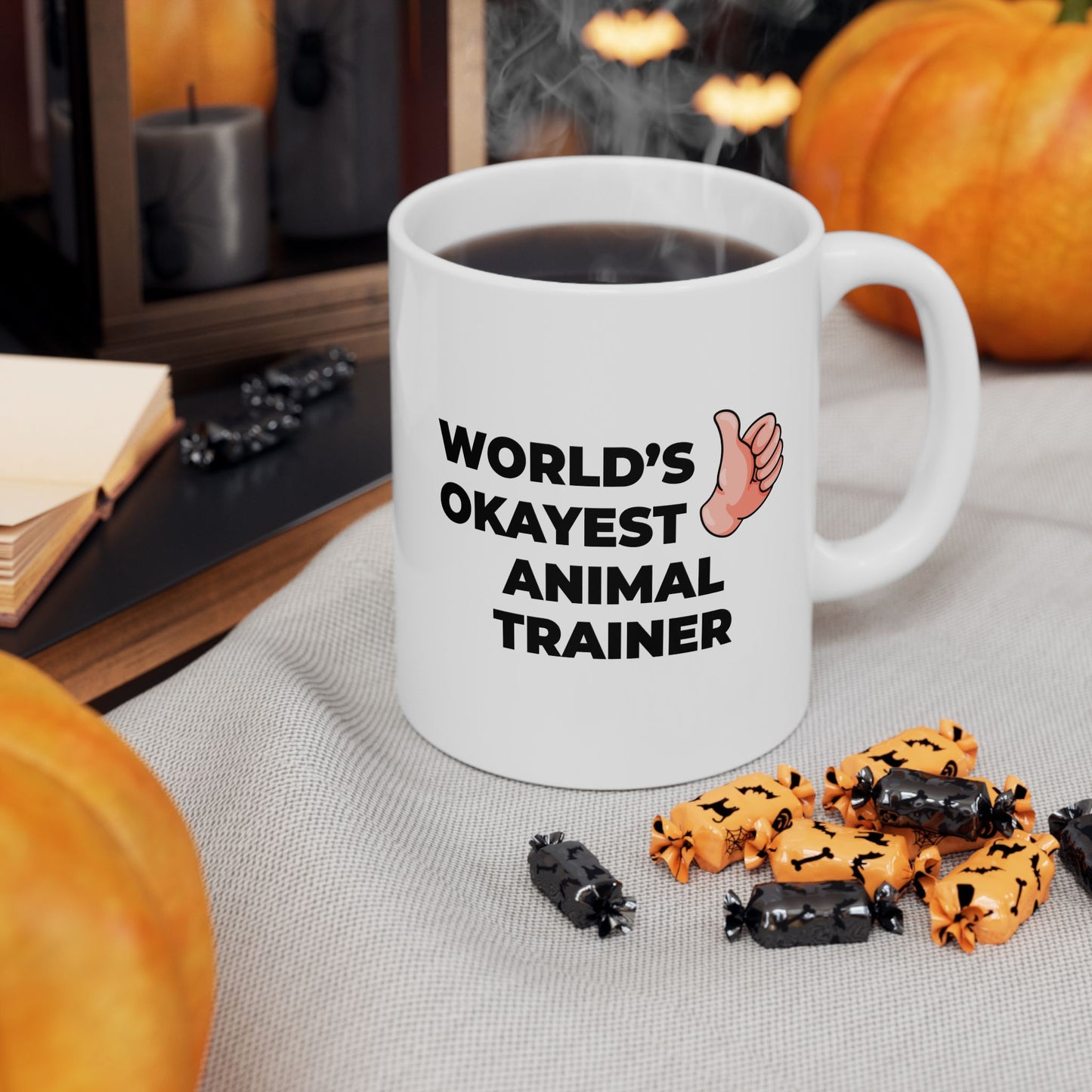 Taglines Gift Co. - World's Okayest Animal Trainer 11 oz Ceramic Mug - Novelty Coffee Tea Cup