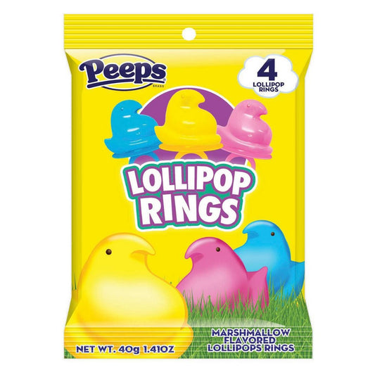 Flix Candy Easter - Peeps Lollipop Rings, 4 Count, Marshmallow Flavor, 1.41oz