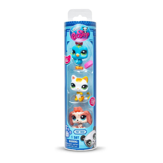 Littlest Pet Shop Pet Trio City Vibes Mini Figure 3-Pack (Llasa Opso, Cat & Fancy Bird, Card, Virtual Code & More)