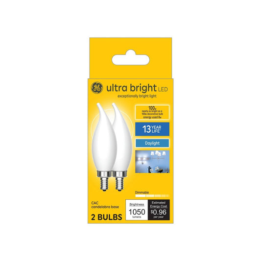 GE 2pk 100W Ultra Bright LED Decorative Light Bulbs Daylight