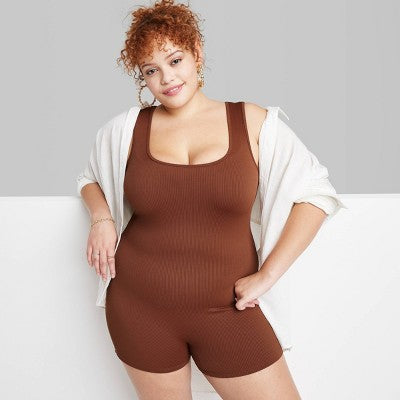 Lot of 5 - Women's Seamless Fabric Reversible Romper - Wild Fable™ Dark Brown 2X