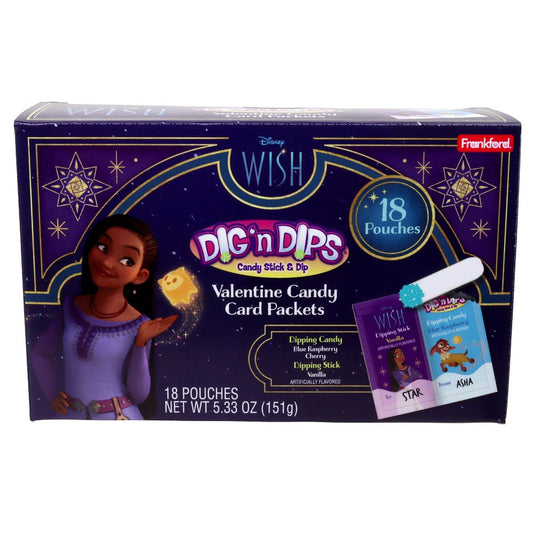 Frankford Disney Wish Valentine Fruit Flavored Dig N Dips Friendship Exchange Candy 18 Count
